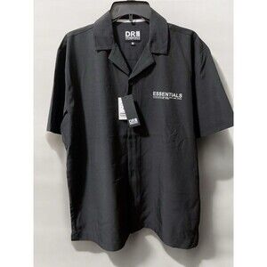 Dr Essentials Black Button Front Shirt Size Men's Large Short Sleeve New